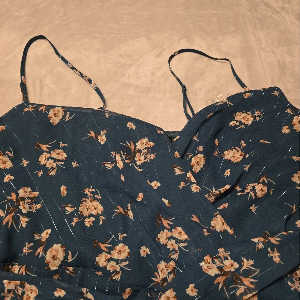 Trixxi Floral Boho Maxi Dress XL Ruffled Cottagecore Prairie Green Country